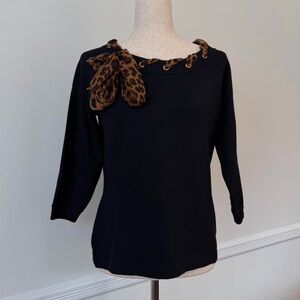 St John Knit with Cheetah Accent Bow